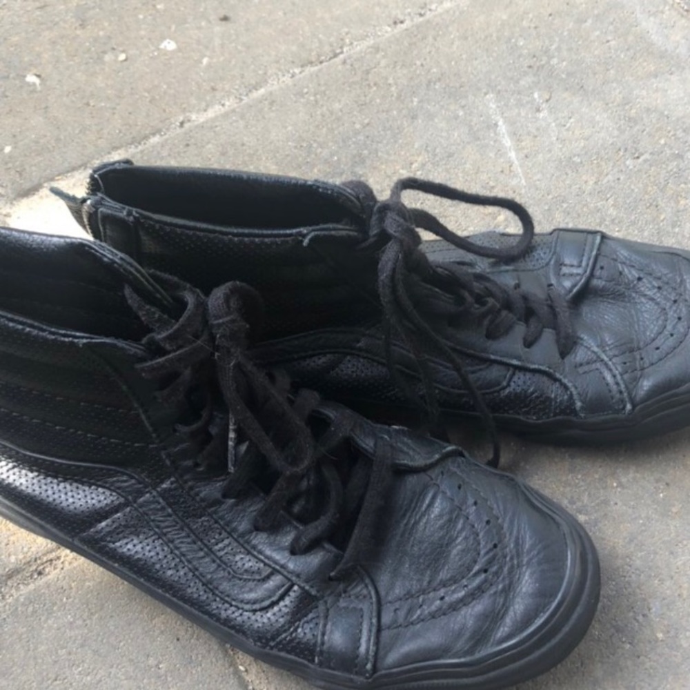 Black Faux high top leather vans